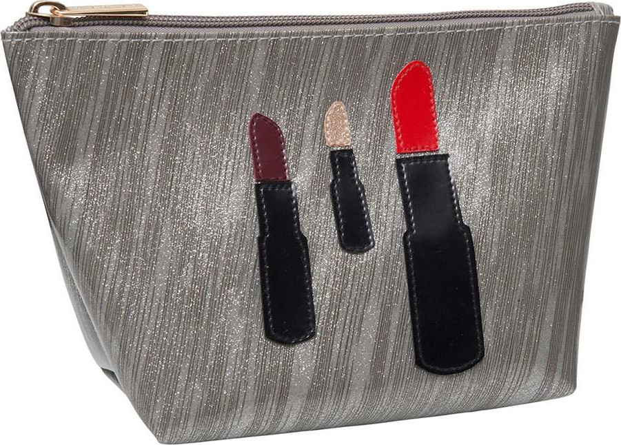 Lolo Bags Medium Avery Cosmetics Bag, Brushed Silver Lipstick