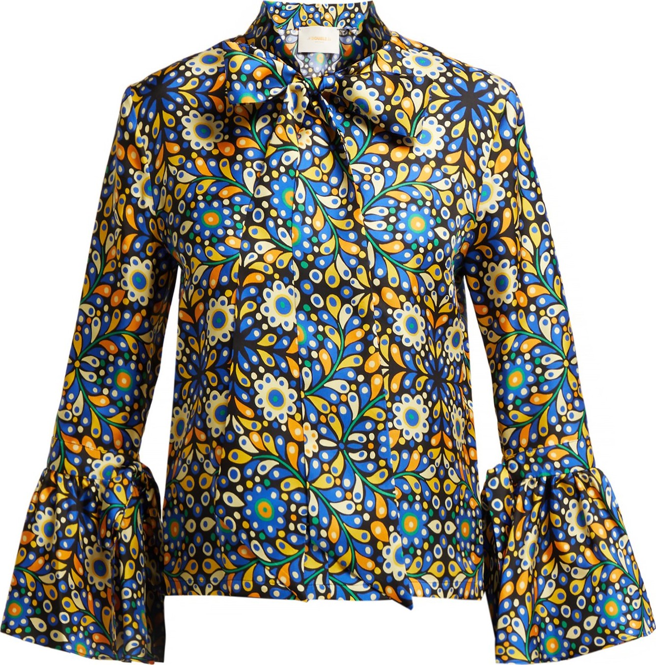 La Double J Happy Wrist Confetti Blu-print silk blouse