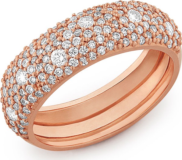 Lana 14k Rose Gold Diamond Curve Ring, Size 7