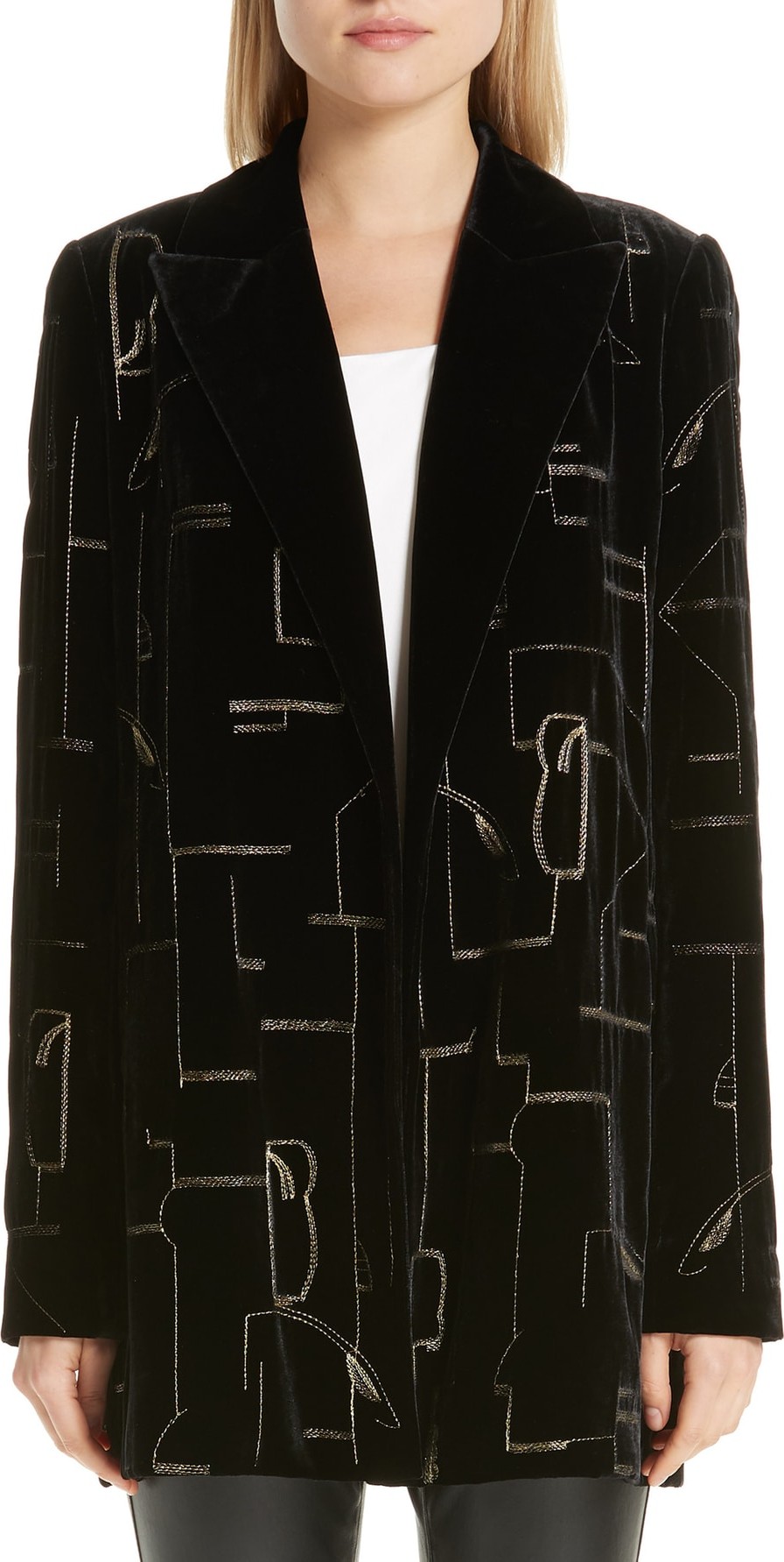 Lafayette 148 New York Sivan Embellished Velvet Blazer