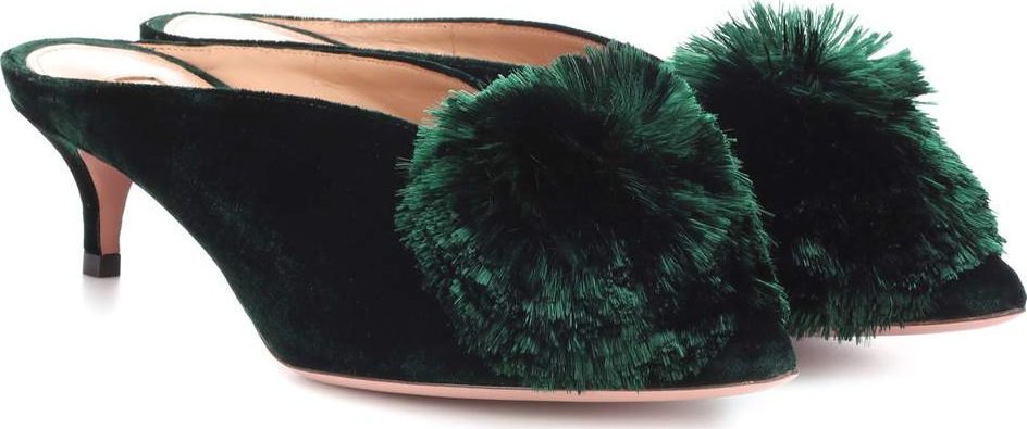 Aquazzura Power Puff velvet mules