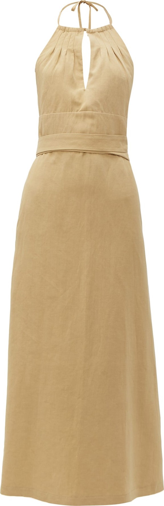 Raey Split-front halterneck slubby silk-blend dress