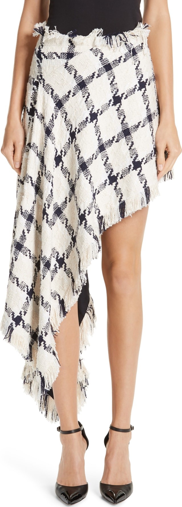 Monse Asymmetrical Tweed Skirt