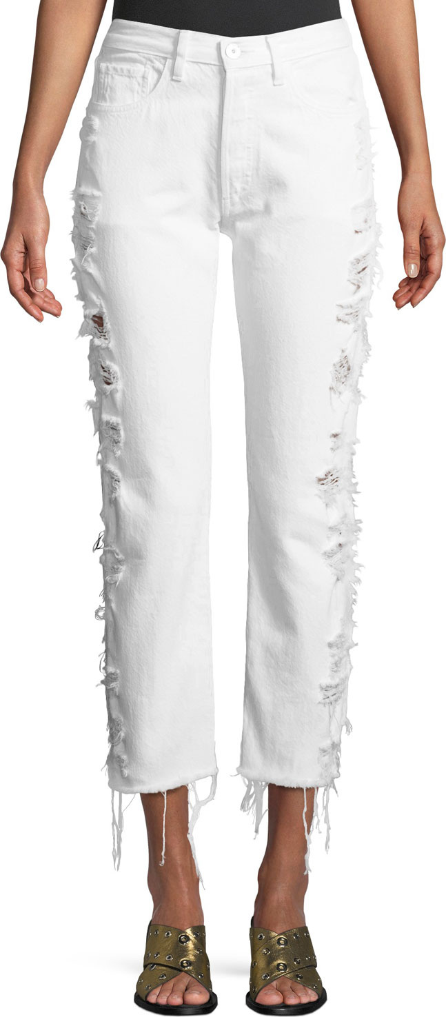3X1 W3 Higher Ground Heavily Distressed Crop Straight-Leg