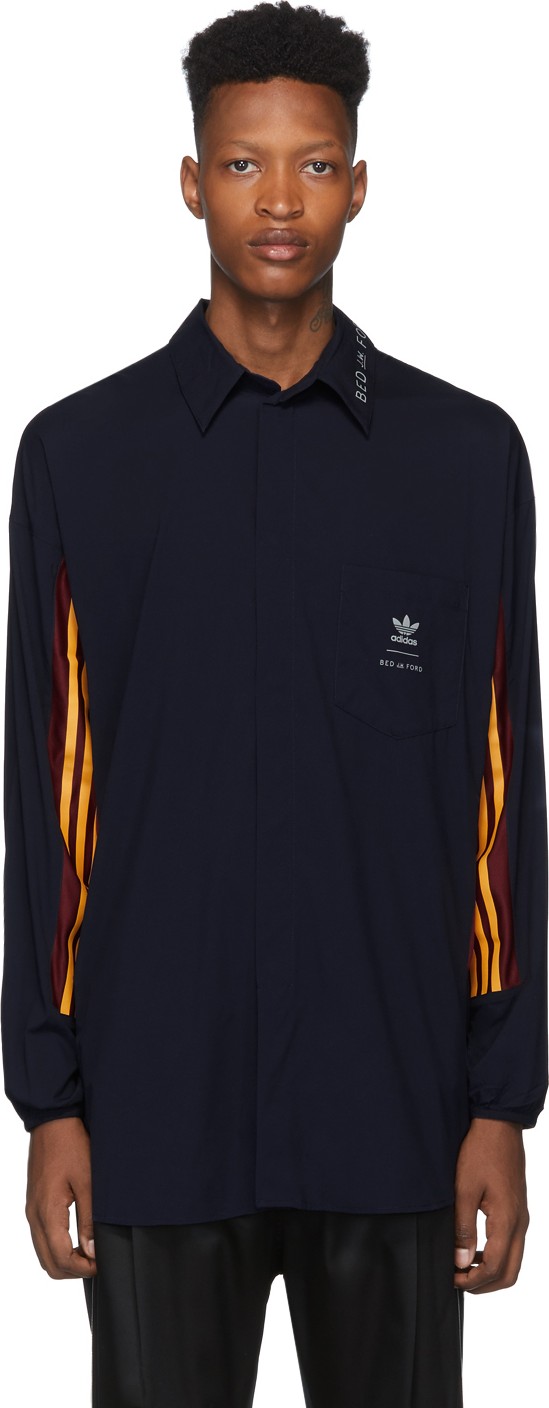 BED J.W. FORD Navy adidas Originals Edition Game Long Sleeve Shirt Polo