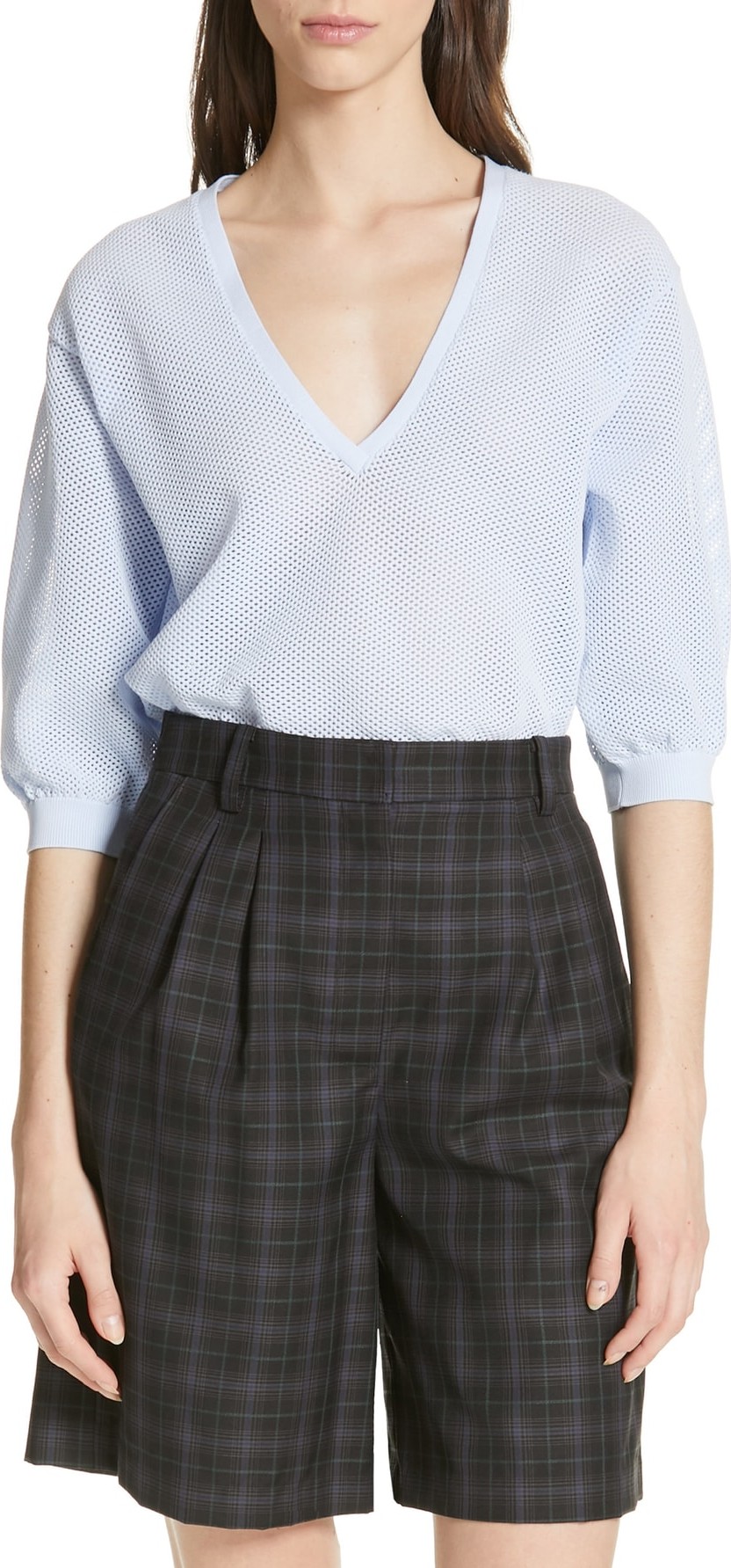 Tibi V-Neck Tech Sweater