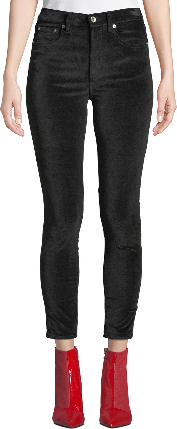 Rag & Bone High-Rise Velvet Skinny Ankle Jeans