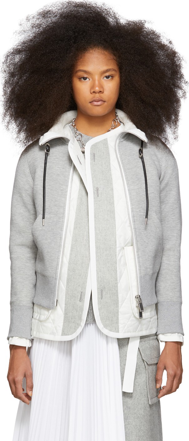 Sacai Grey Spongy Sweatshirt Jacket