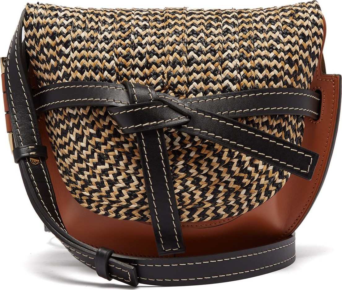 LOEWE Gate small raffia and leather cross-body bag