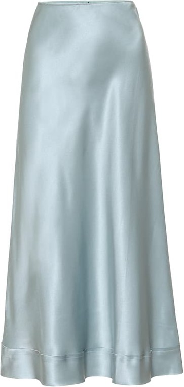 Lee Mathews High-rise silk-satin skirt