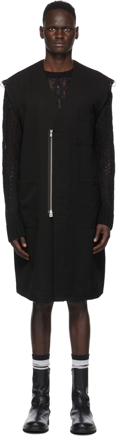 Takahiromiyashita The Soloist - Black Wool Sleeveless Doctor Jacket