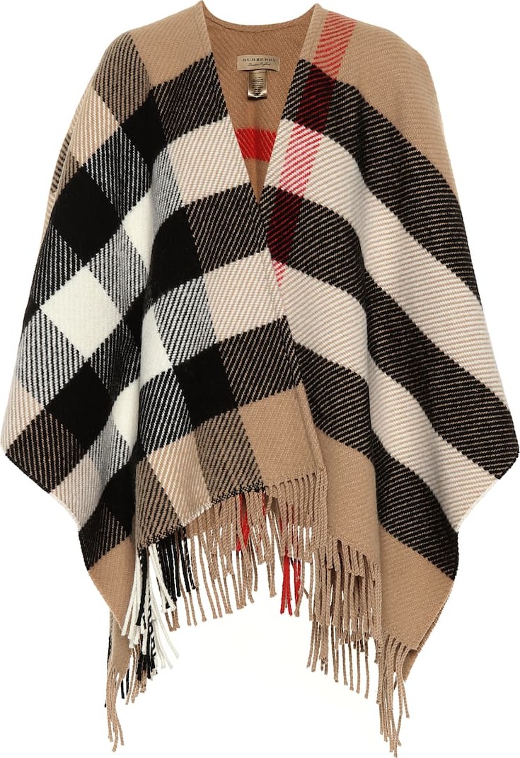 Burberry London England Check wool and cashmere poncho