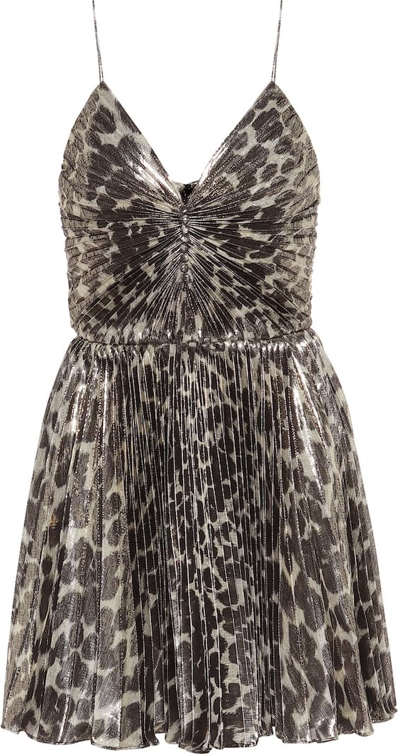 Saint Laurent Leopard-print silk-blend minidress