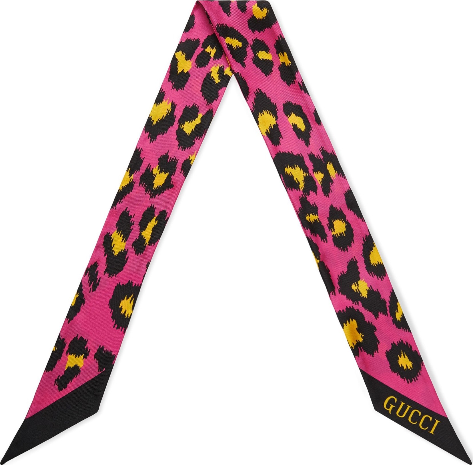 Gucci Leopard Print Silk Neck Scarf