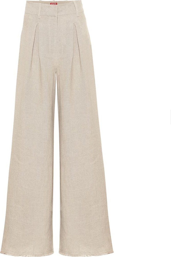 Staud High-rise flared linen pants