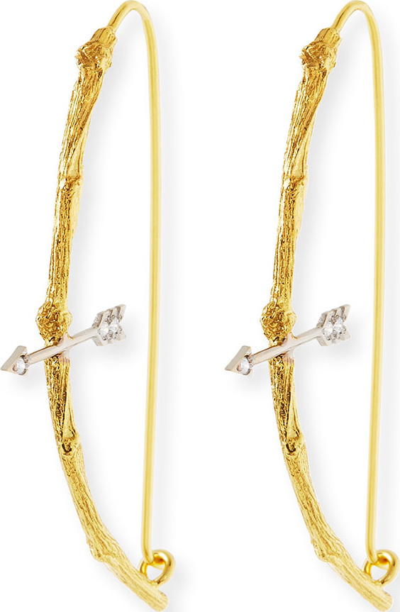 K Brunini 18k Twig Bow & Arrow Earrings