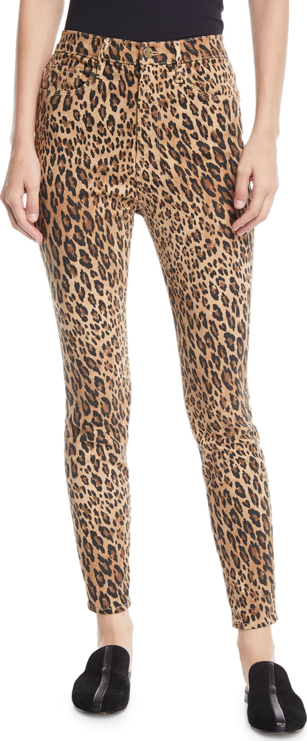 FRAME DENIM Ali High-Rise Skinny Leopard Cigarette Jeans