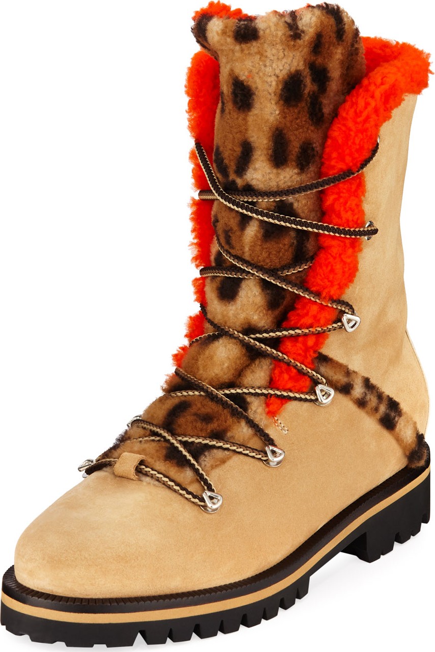 Yves Salomon Mernillo Shearling-Trim Printed Tall Boots