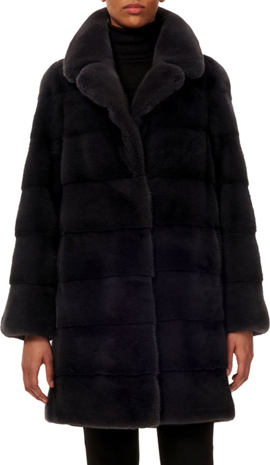 Gorski Reversible Notched-Collar Horizontal Mink-Fur Stroller Coat Gorski Reversible Notched-Collar Horizontal Mink-Fur Stroller Coat