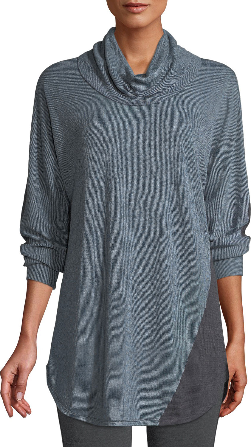 NIC+ZOE Essence Cowl-Neck Long-Sleeve Colorblocked Striped Top