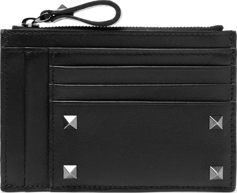 Valentino Rockstud Leather Zipped Cardholder