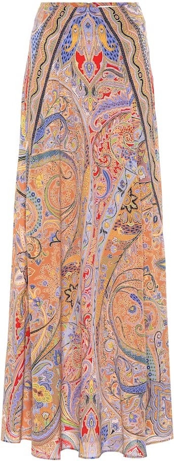 Etro Printed silk-crêpe maxi skirt
