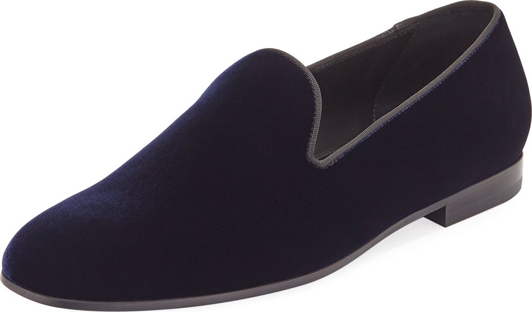 Giorgio Armani Men's Formal Velvet Round-Toe Slippers