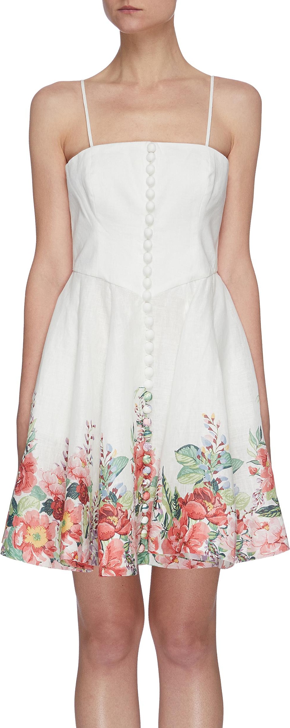 Zimmermann ''Bellitude' scalloped frill bustier linen dress