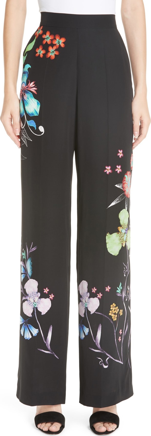 Etro Largo Floral Print Silk Pants