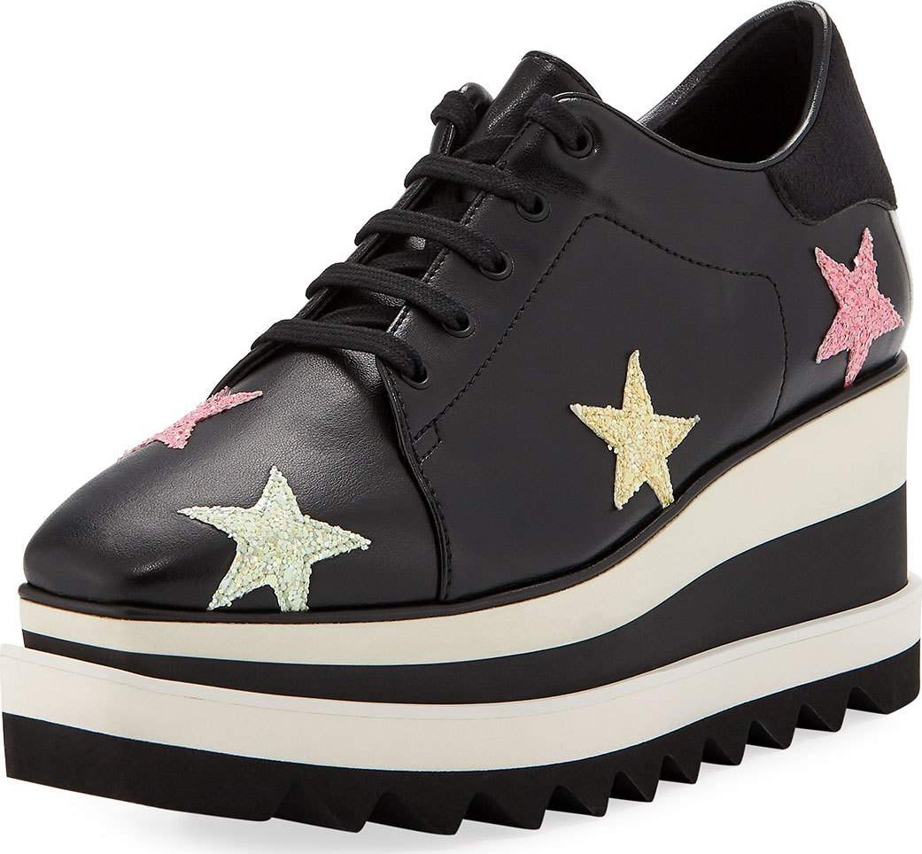 Stella McCartney Elyse Stars Glitter Platform Sneakers