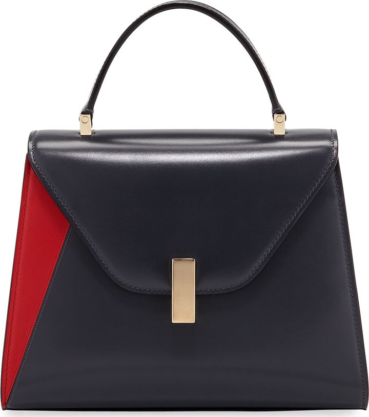 Valextra Iside Medium Colorblock Calf Leather Top-Handle Bag