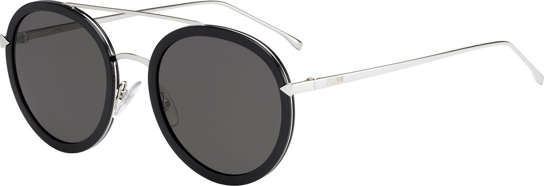 Fendi Trimmed Round Monochromatic Sunglasses, Black