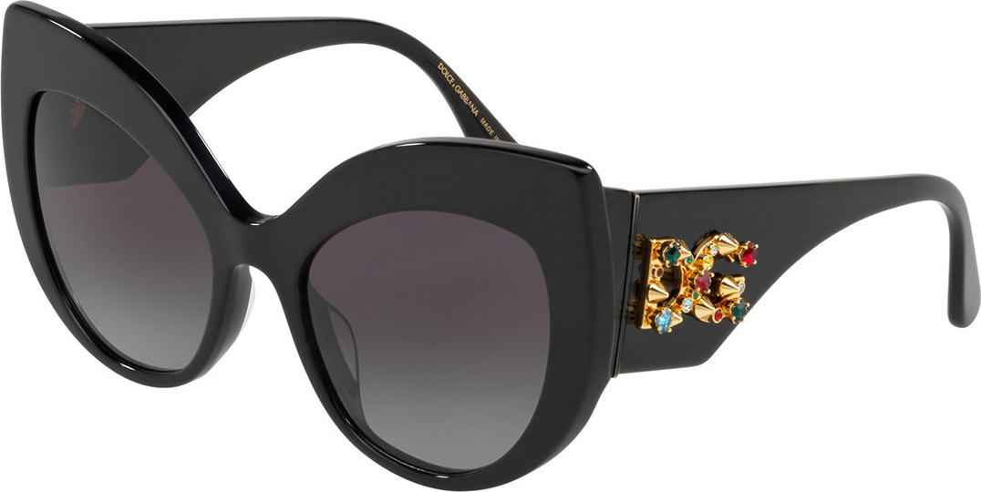 Dolce & Gabbana Acetate Cat-Eye Sunglasses w/ Crystal & Spike Logo