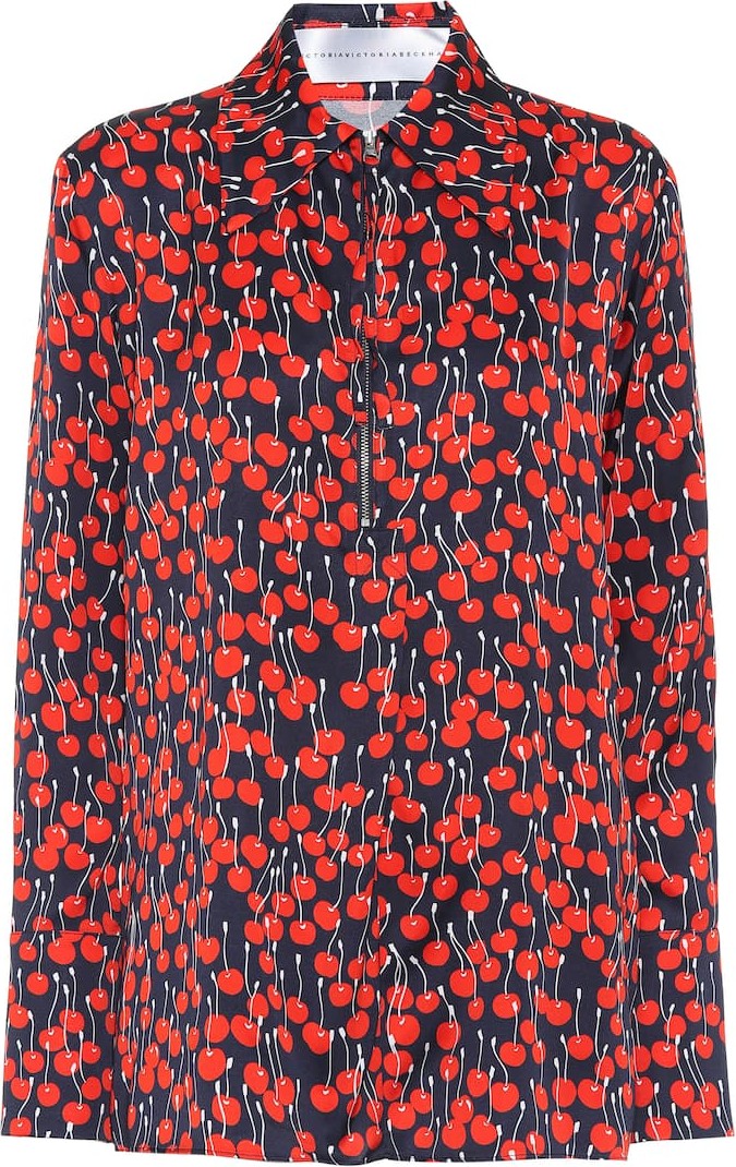 VICTORIA, VICTORIA BECKHAM Cherry-print satin shirt
