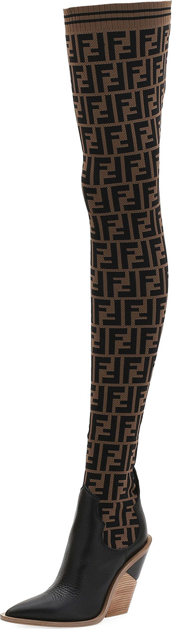 Fendi FF Knit Over-The-Knee Boot
