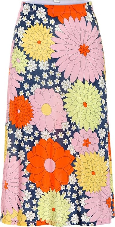 DODO BAR OR Floral jersey midi skirt