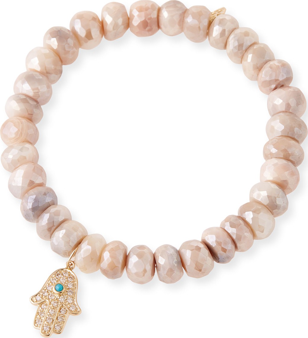 Sydney Evan 14k Diamond Hamsa & Moonstone Bracelet