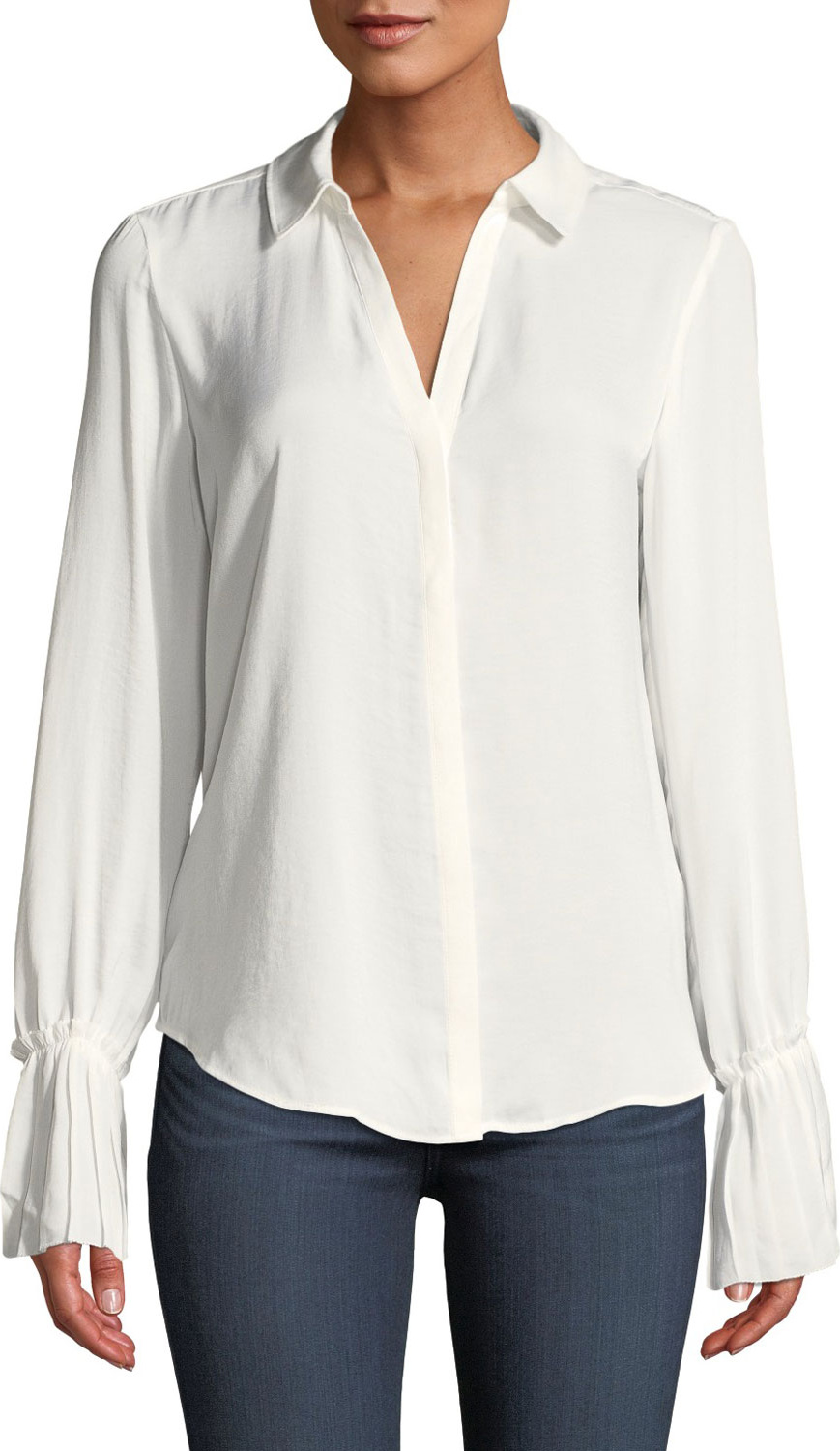 PAIGE Abriana Button-Front Bell-Sleeve Top