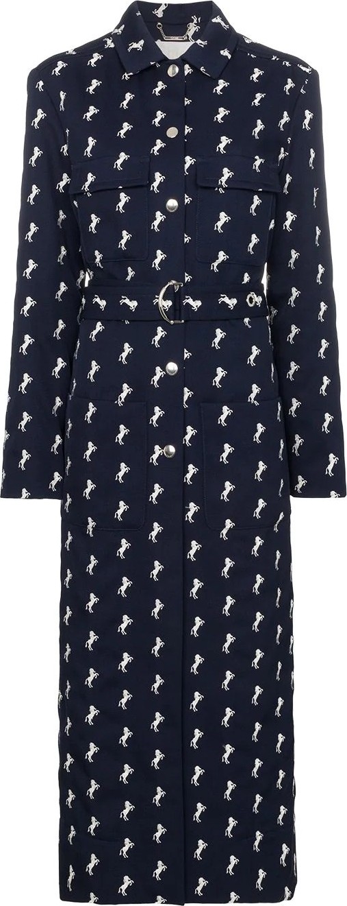Chloe horse embroidered wool trench coat