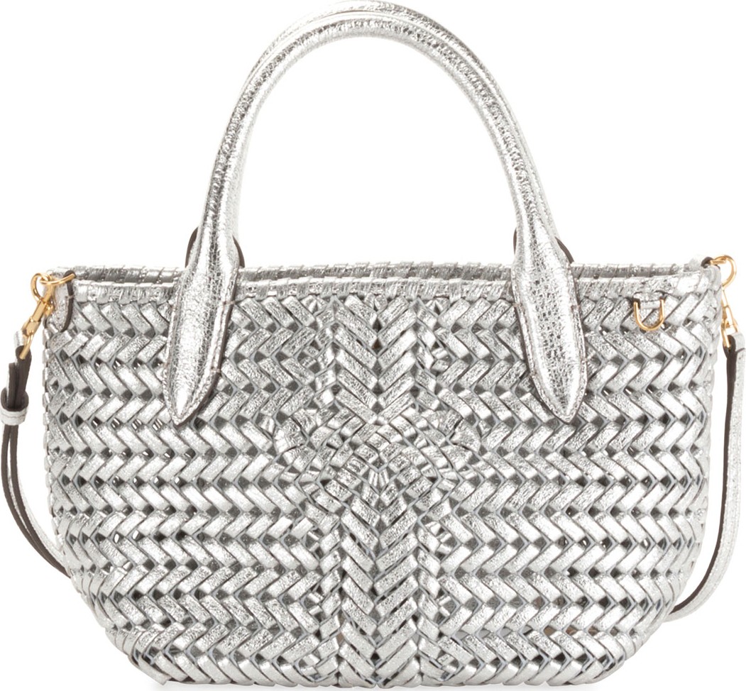 Anya Hindmarch The Neeson Mini Woven Metallic Leather Tote Bag