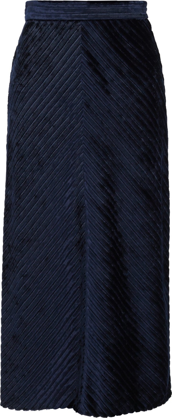 Prada Chevron-devoré velvet midi skirt