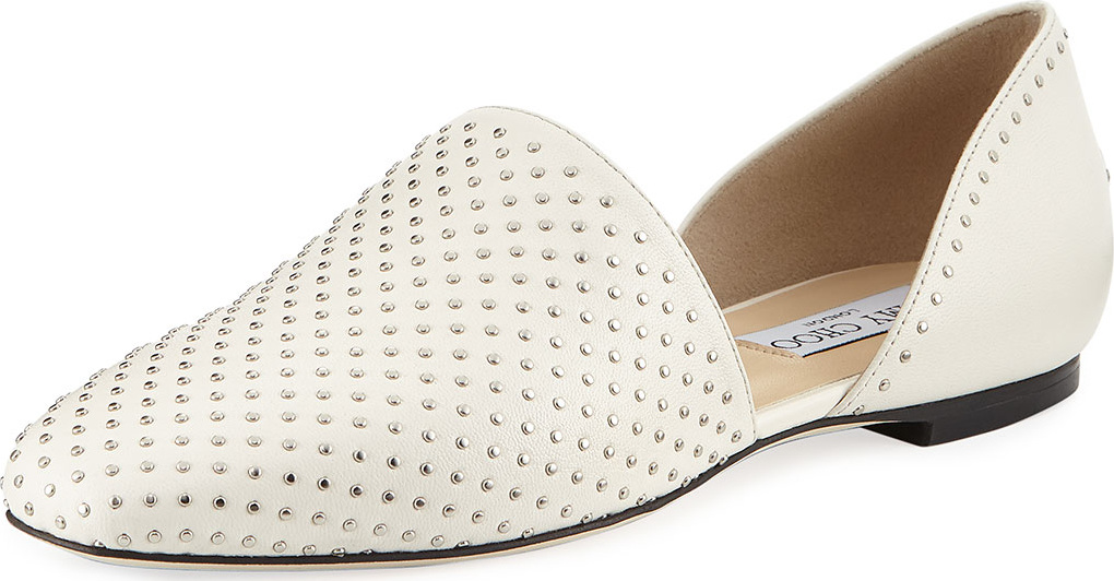 Jimmy Choo Globe Two-Piece Studded Leather Flat