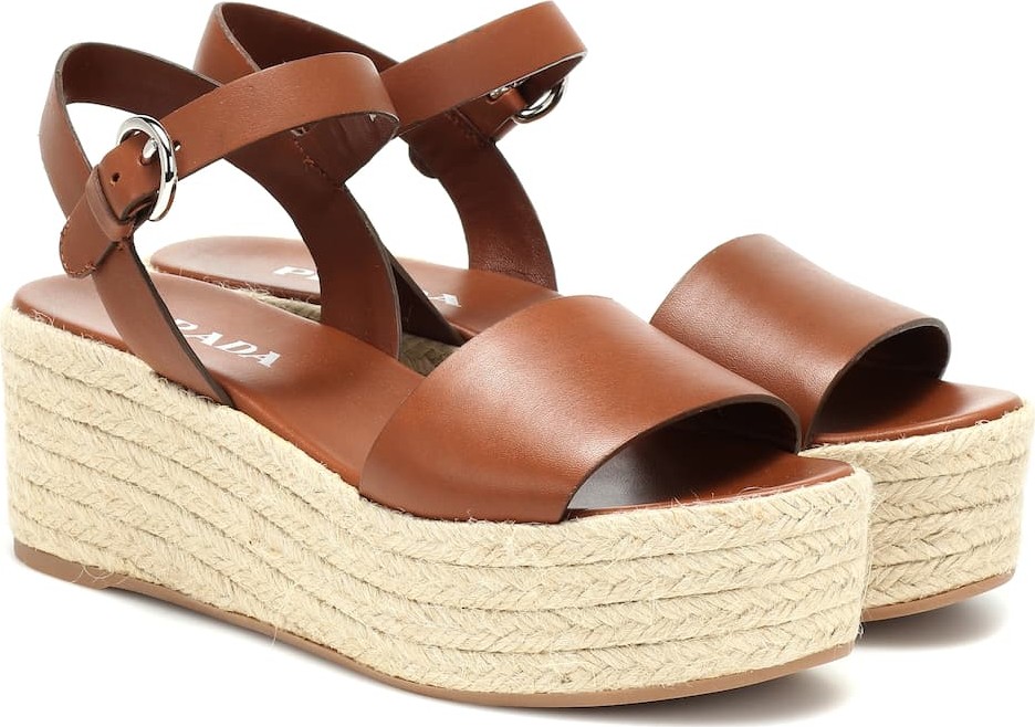 Prada Leather espadrille platforms