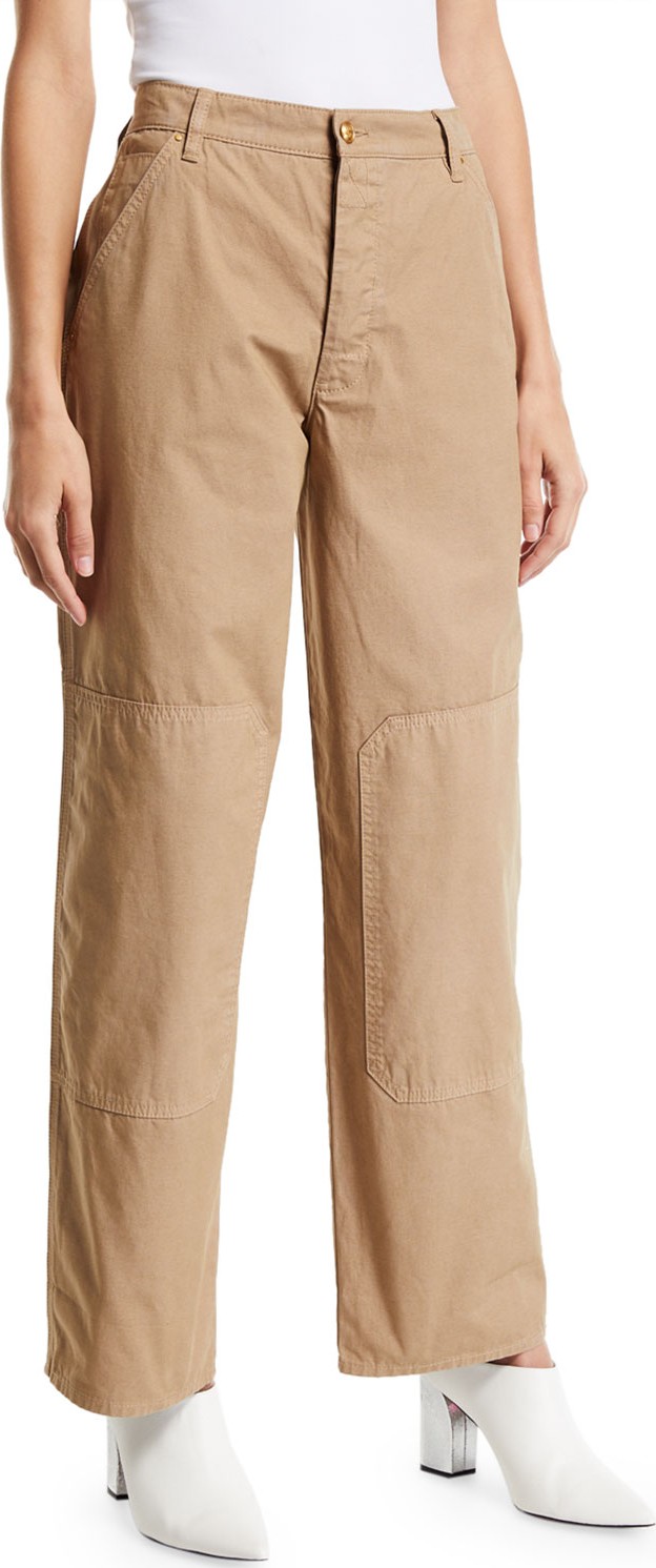Tory Burch High-Waist Twill Carpenter Pants