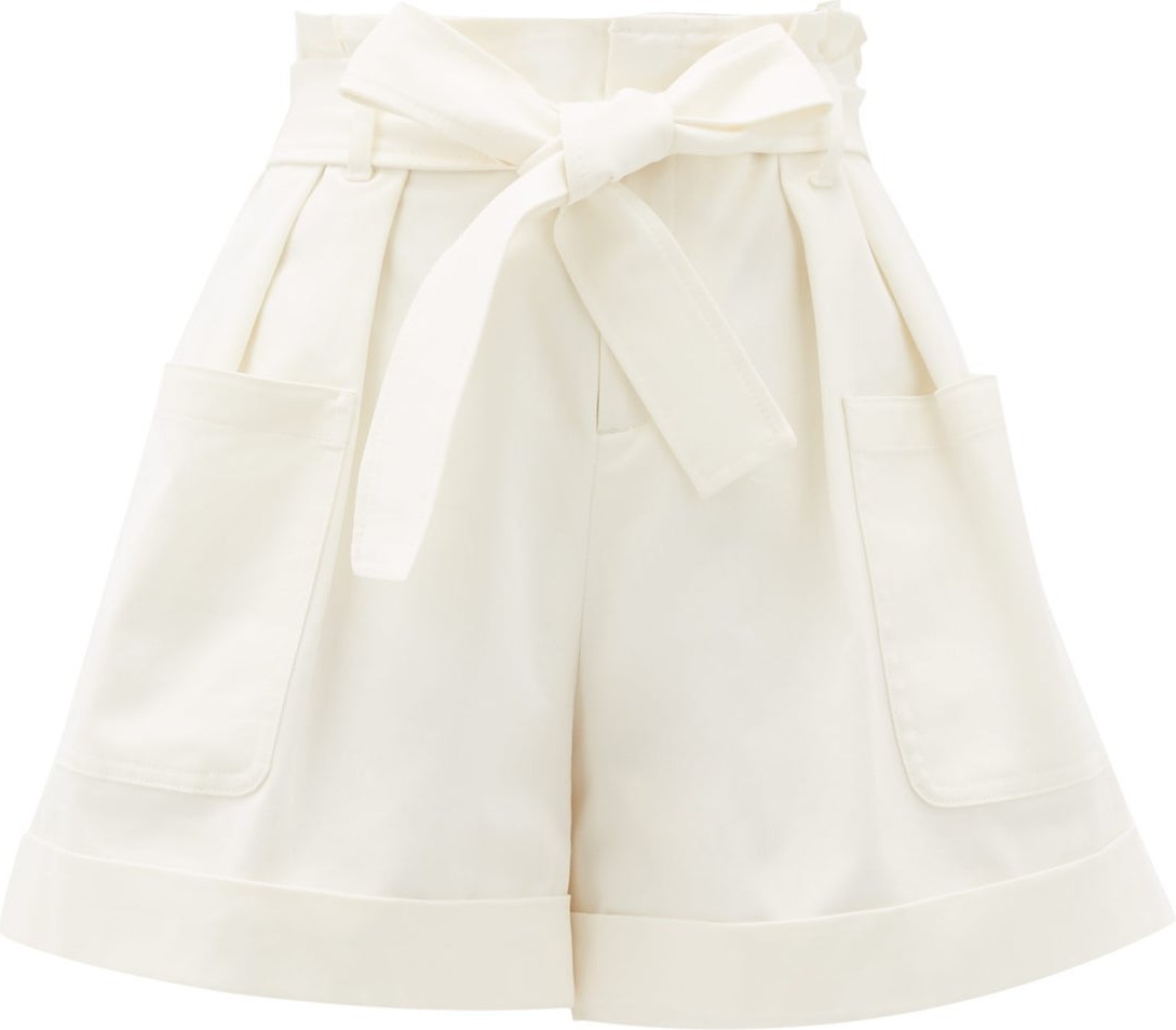 RED Valentino Belted paperbag-waist cotton-blend shorts