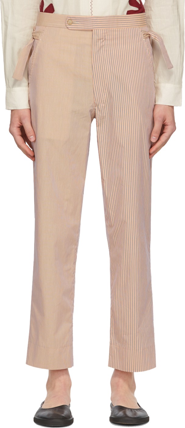 Bode Orange & Blue Stripe Pajama Trousers