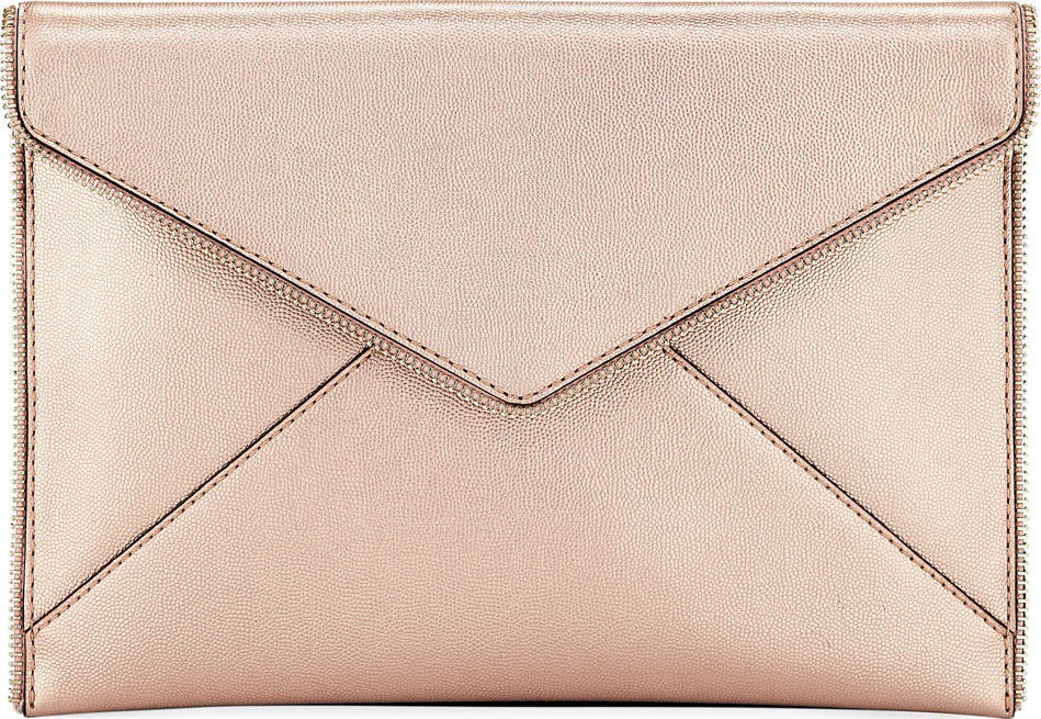Rebecca Minkoff Leo Metallic Leather Envelope Clutch Bag
