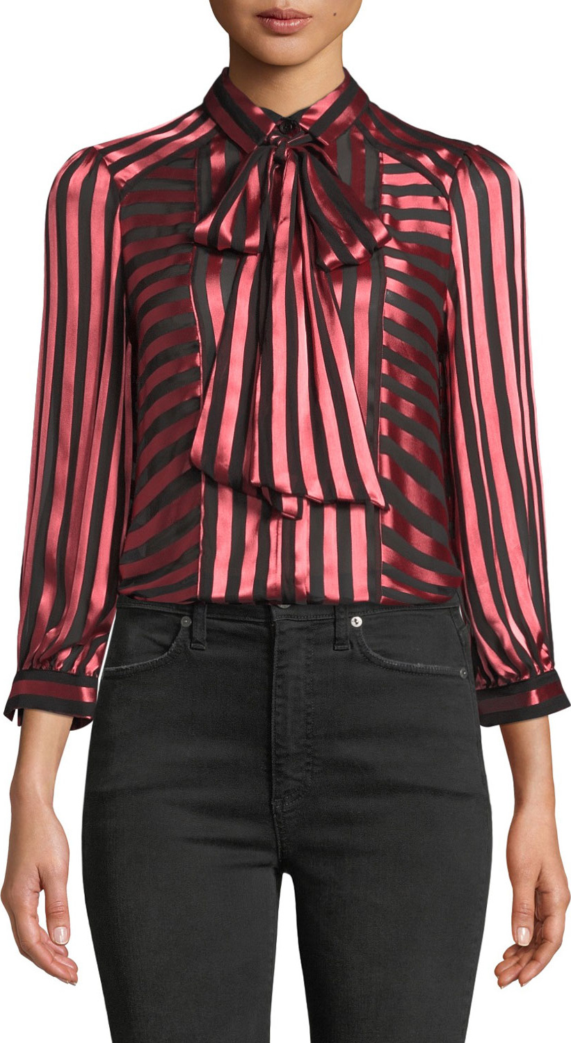 Alice + Olivia Willis Tie-Neck Button-Down Top