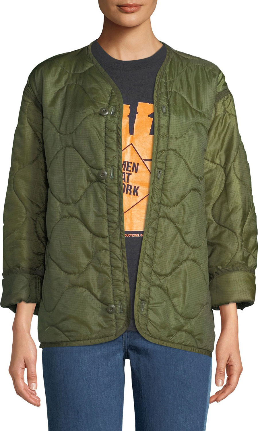 Elizabeth And James Vintage One-of-a-Kind Military Liner Jacket