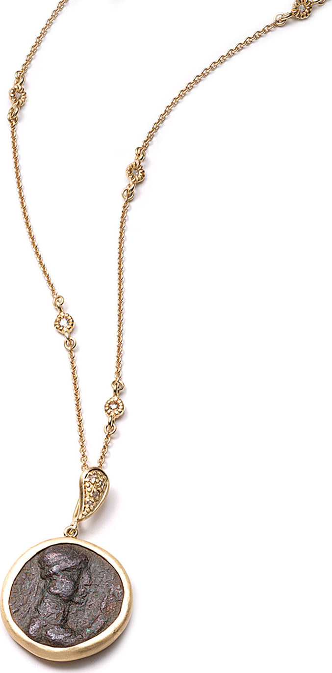 COOMI Antiquity 20k Simple Coin Pendant Necklace with Diamonds